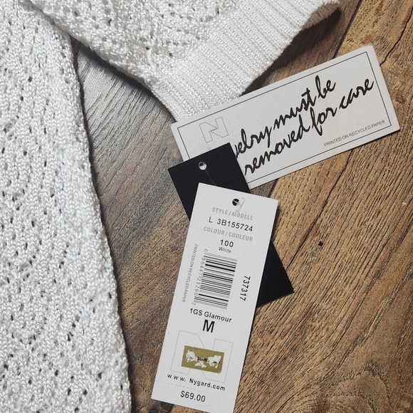 Peter Nygard Knit Shirt White Size M, NWT - Picture 4 of 6